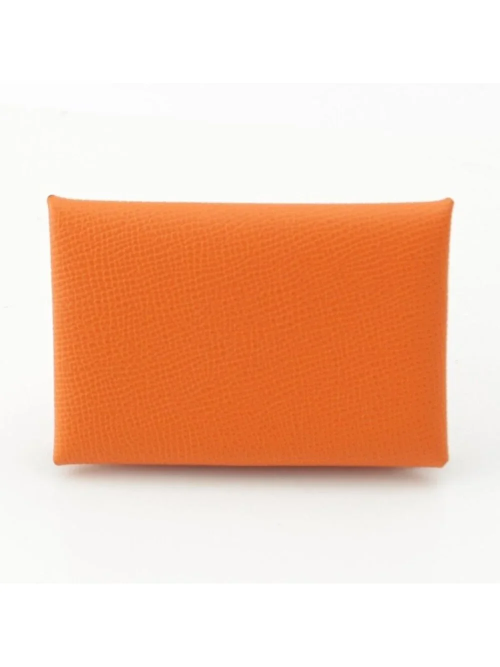 Hermes Calvi Verso Epsom Button Type Card Case Orange Celeste Bicolor